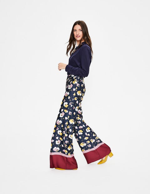 Weybourne Wideleg Trousers - Navy Painted Peony Weybourne Wideleg Trousers - Navy Painted Peony