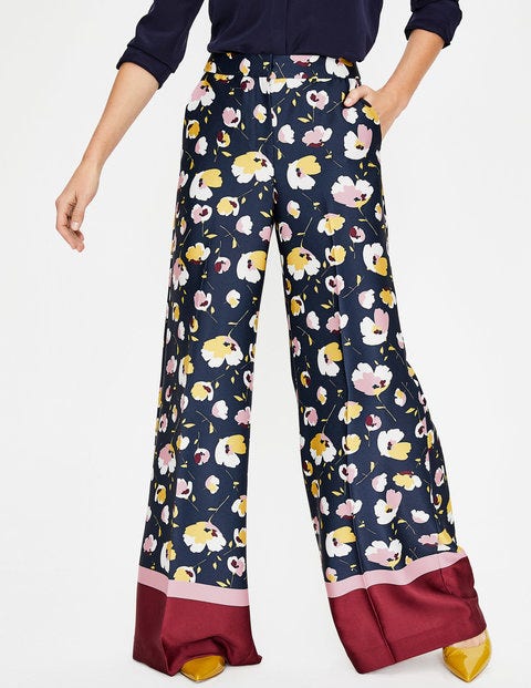 Weybourne Wideleg Trousers - Navy Painted Peony Weybourne Wideleg Trousers - Navy Painted Peony