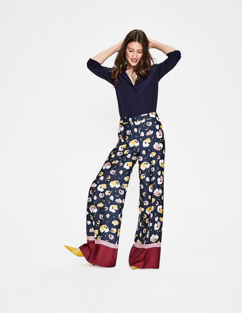 Weybourne Wideleg Trousers - Navy Painted Peony Weybourne Wideleg Trousers - Navy Painted Peony