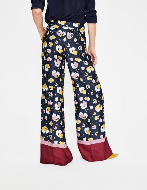 Weybourne Wideleg Trousers - Navy Painted Peony Weybourne Wideleg Trousers - Navy Painted Peony