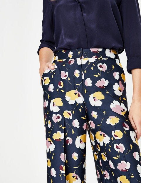 Weybourne Wideleg Trousers - Navy Painted Peony Weybourne Wideleg Trousers - Navy Painted Peony