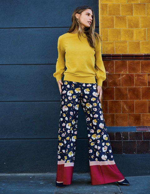 Weybourne Wideleg Trousers - Navy Painted Peony Weybourne Wideleg Trousers - Navy Painted Peony