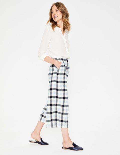 British Tweed Culottes - Ivory, Navy and Breeze Check British Tweed Culottes - Ivory, Navy and Breeze Check