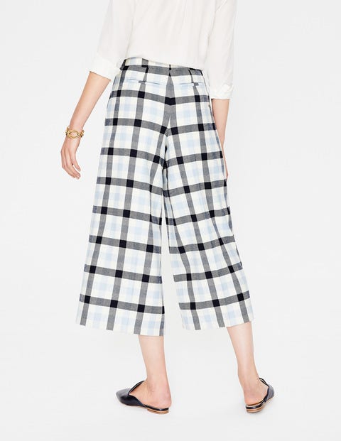 British Tweed Culottes - Ivory, Navy and Breeze Check British Tweed Culottes - Ivory, Navy and Breeze Check