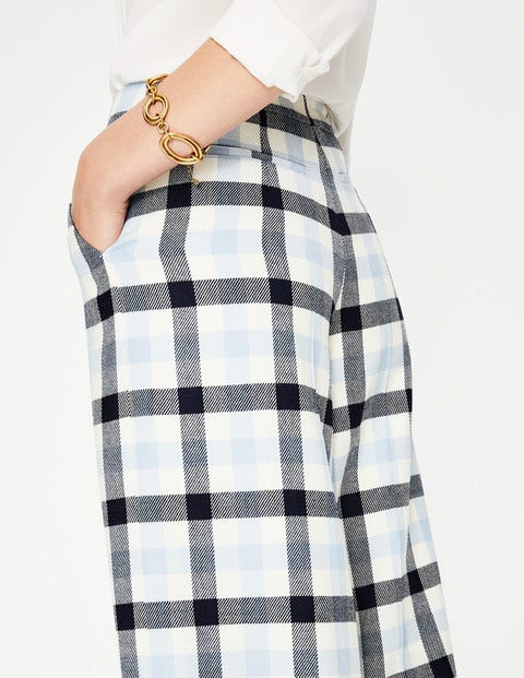 British Tweed Culottes - Ivory, Navy and Breeze Check British Tweed Culottes - Ivory, Navy and Breeze Check