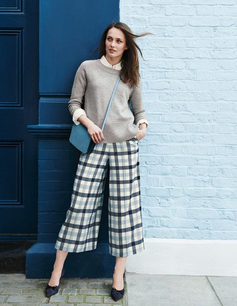 British Tweed Culottes - Ivory, Navy and Breeze Check British Tweed Culottes - Ivory, Navy and Breeze Check