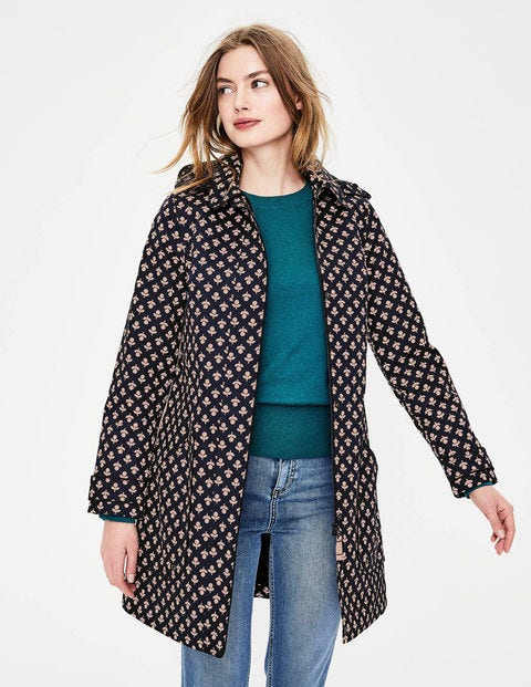Anya Waterproof Mac - Navy with Milkshake Bud Anya Waterproof Mac - Navy with Milkshake Bud