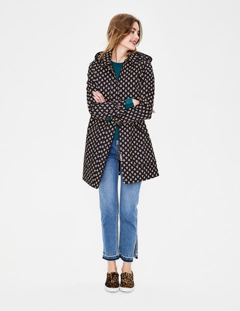 Anya Waterproof Mac - Navy with Milkshake Bud Anya Waterproof Mac - Navy with Milkshake Bud