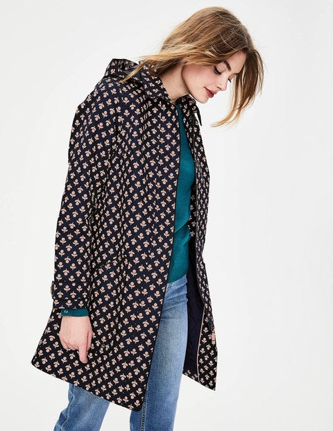 Anya Waterproof Mac - Navy with Milkshake Bud Anya Waterproof Mac - Navy with Milkshake Bud