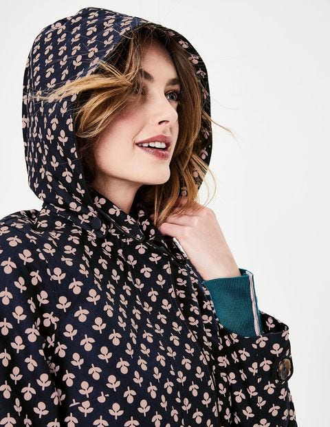 Anya Waterproof Mac - Navy with Milkshake Bud Anya Waterproof Mac - Navy with Milkshake Bud