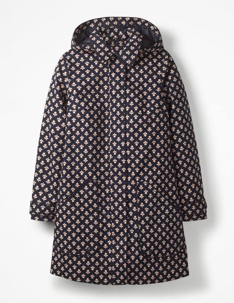 Anya Waterproof Mac - Navy with Milkshake Bud Anya Waterproof Mac - Navy with Milkshake Bud