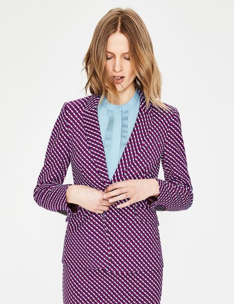 Blazer Nell En Point De Rome - Lie-de-vin, treillis Blazer Nell En Point De Rome - Lie-de-vin, treillis