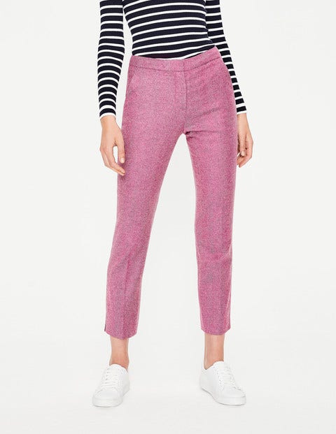 7/8-Hose Aus Britischem Tweed - Amaranth/Grau, Fischgrätmuster 7/8-Hose Aus Britischem Tweed - Amaranth/Grau, Fischgrätmuster