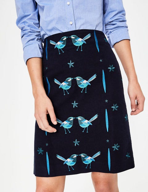 Fun Embroidered Skirt - Navy Fun Embroidered Skirt - Navy