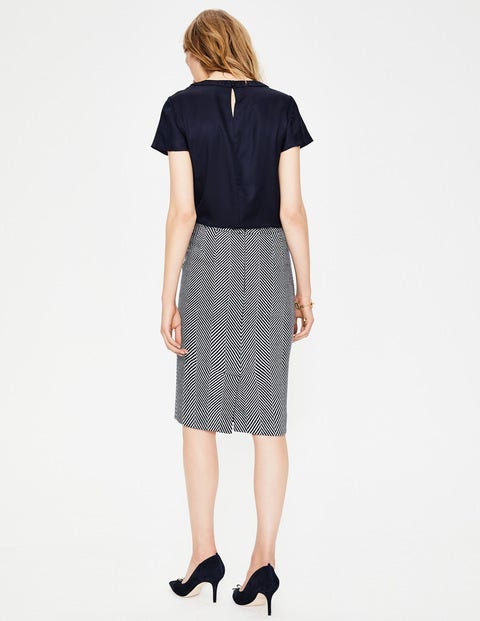 Freya Bleistiftrock - Navy, Fischgrätmuster Freya Bleistiftrock - Navy, Fischgrätmuster