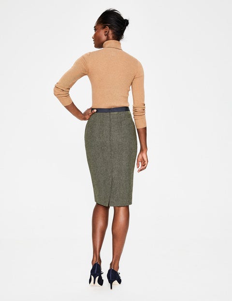 British Tweed Pencil Skirt - Pine Tree Herringbone British Tweed Pencil Skirt - Pine Tree Herringbone
