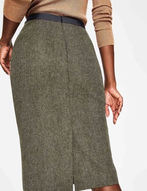 British Tweed Pencil Skirt - Pine Tree Herringbone British Tweed Pencil Skirt - Pine Tree Herringbone