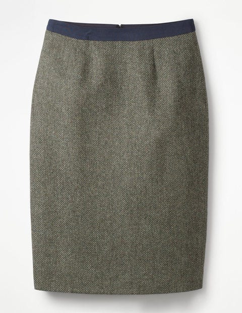 British Tweed Pencil Skirt - Pine Tree Herringbone British Tweed Pencil Skirt - Pine Tree Herringbone