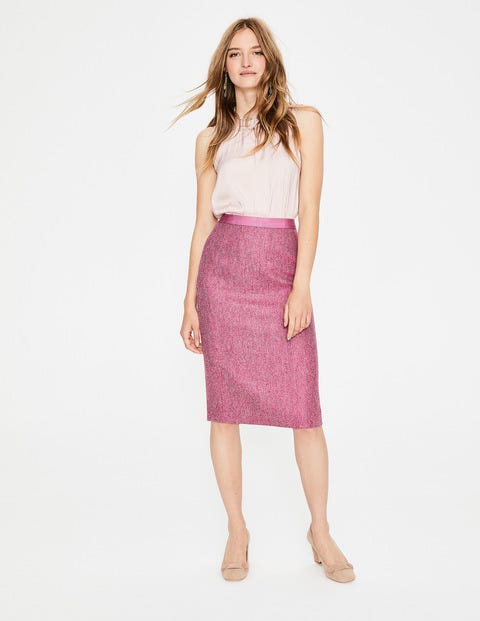 British Tweed Pencil Skirt - Amaranth/Grey Herringbone British Tweed Pencil Skirt - Amaranth/Grey Herringbone