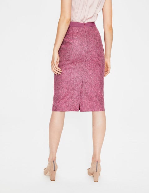 British Tweed Pencil Skirt - Amaranth/Grey Herringbone British Tweed Pencil Skirt - Amaranth/Grey Herringbone
