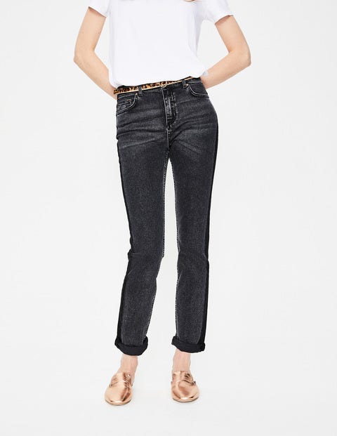 Cavendish Girlfriend-Jeans - Gewaschenes Schwarz, Seitenstreifen Cavendish Girlfriend-Jeans - Gewaschenes Schwarz, Seitenstreifen