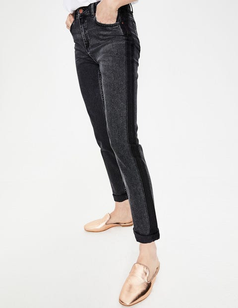 Cavendish Girlfriend-Jeans - Gewaschenes Schwarz, Seitenstreifen Cavendish Girlfriend-Jeans - Gewaschenes Schwarz, Seitenstreifen