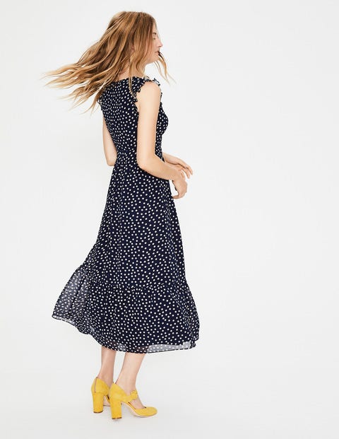 Laura Ruffle Dress - Navy and Milkshake Spot Laura Ruffle Dress - Navy and Milkshake Spot