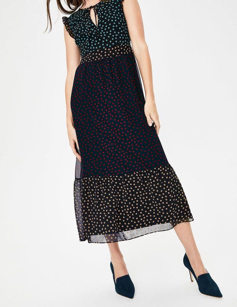 Laura Ruffle Dress - Navy Scattered Spot Laura Ruffle Dress - Navy Scattered Spot