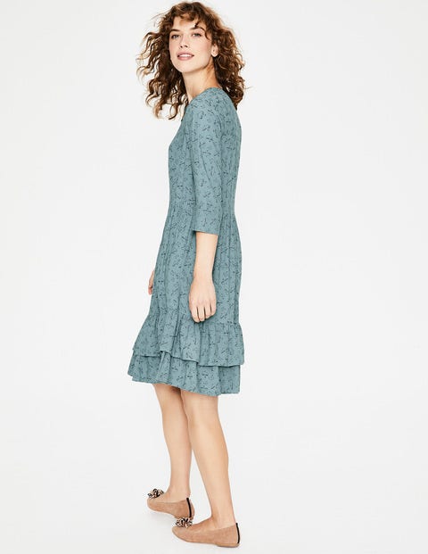 Relaxed Tiered Hem Shirt Dress - Heritage Blue Flying Birds Relaxed Tiered Hem Shirt Dress - Heritage Blue Flying Birds