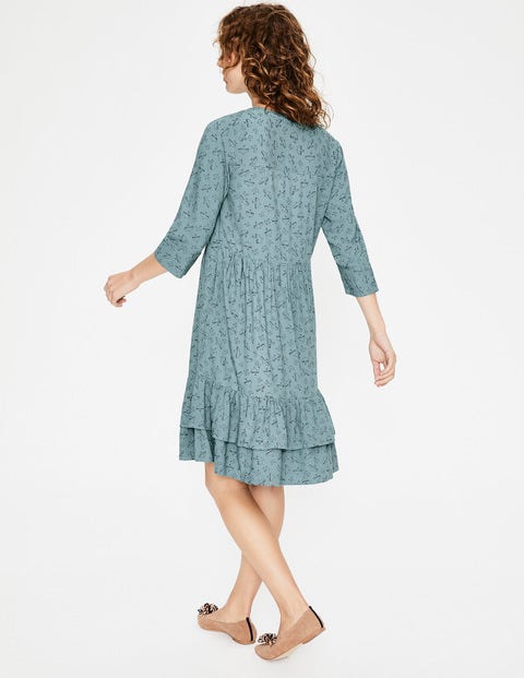 Relaxed Tiered Hem Shirt Dress - Heritage Blue Flying Birds Relaxed Tiered Hem Shirt Dress - Heritage Blue Flying Birds