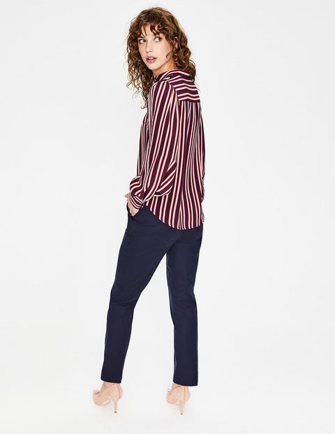 Blouson Sleeve Silk Shirt - Mulled Wine Milkshake Stripe Blouson Sleeve Silk Shirt - Mulled Wine Milkshake Stripe
