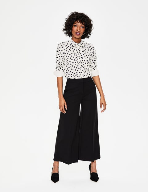 Tie Neck Shirt - Ivory and Navy Dotty Spot Tie Neck Shirt - Ivory and Navy Dotty Spot