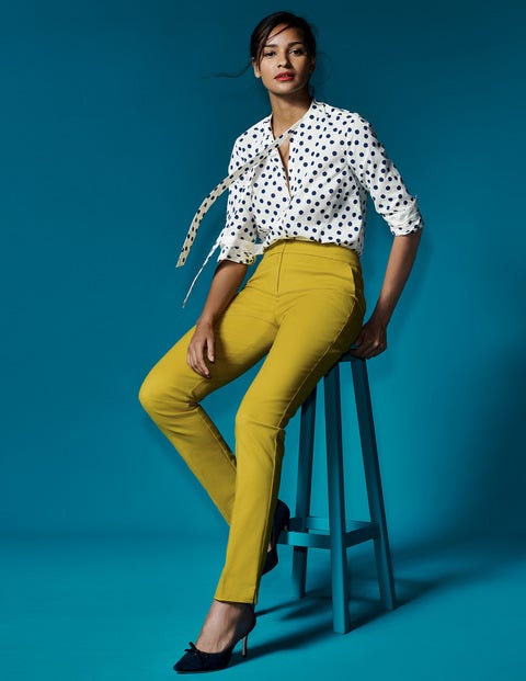 Tie Neck Shirt - Ivory and Navy Dotty Spot Tie Neck Shirt - Ivory and Navy Dotty Spot
