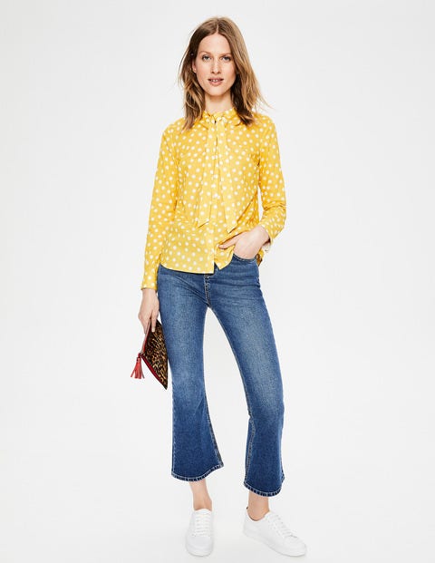 Tie Neck Shirt - English Mustard Dotty Spot Tie Neck Shirt - English Mustard Dotty Spot