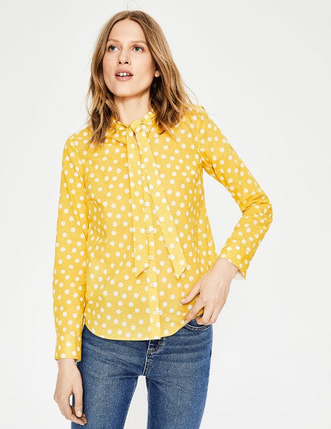 Tie Neck Shirt - English Mustard Dotty Spot Tie Neck Shirt - English Mustard Dotty Spot