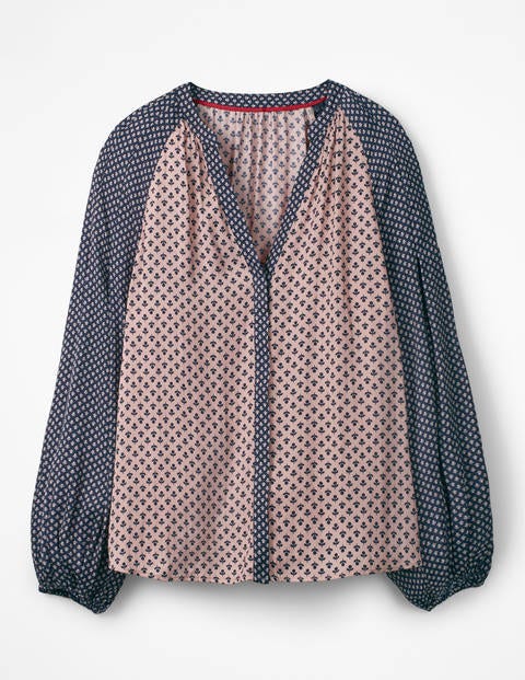Harriet Bluse - Navy, Kleine Knospen Harriet Bluse - Navy, Kleine Knospen