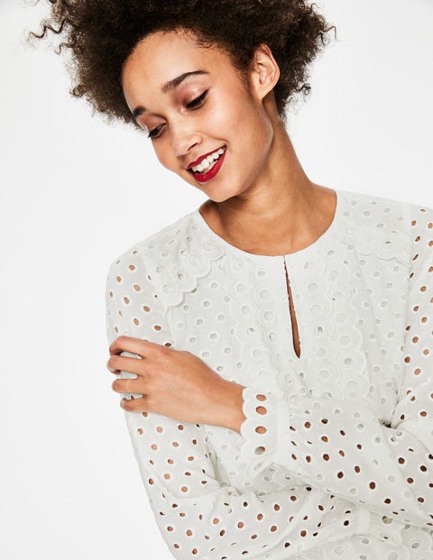 Scallop Broderie Top - Ivory Scallop Broderie Top - Ivory