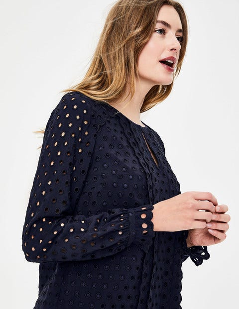 Scallop Broderie Top - French Navy Scallop Broderie Top - French Navy