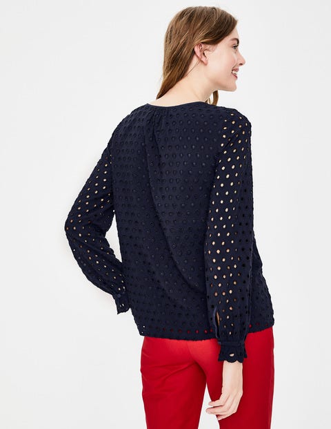 Scallop Broderie Top - French Navy Scallop Broderie Top - French Navy