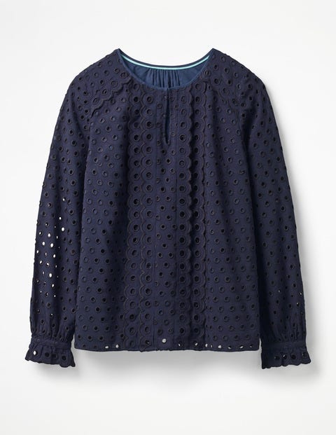 Scallop Broderie Top - French Navy Scallop Broderie Top - French Navy