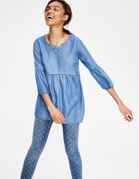Curved Seam Top - Chambray - Blue Curved Seam Top - Chambray - Blue