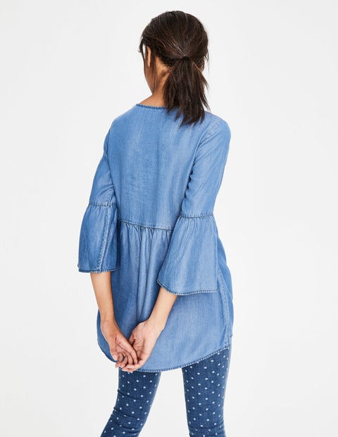 Curved Seam Top - Chambray - Blue Curved Seam Top - Chambray - Blue