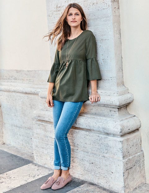 Curved Seam Top - Khaki Green Curved Seam Top - Khaki Green