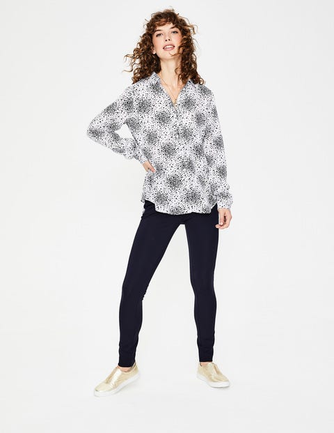 Easy Linen Blend Shirt - White, Flower Burst Easy Linen Blend Shirt - White, Flower Burst