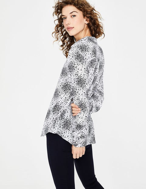 Easy Linen Blend Shirt - White, Flower Burst Easy Linen Blend Shirt - White, Flower Burst