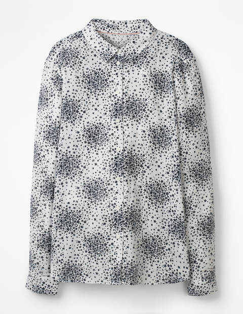 Easy Linen Blend Shirt - White, Flower Burst Easy Linen Blend Shirt - White, Flower Burst