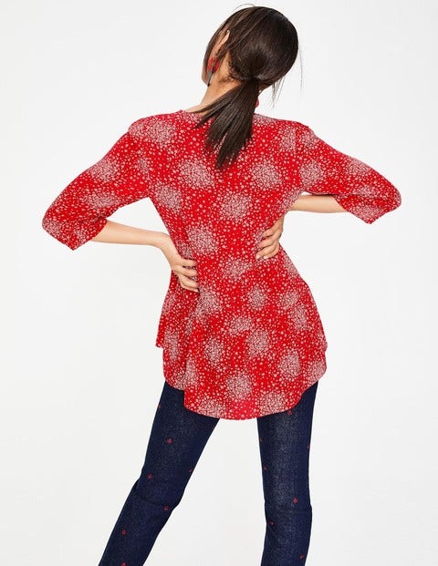 Willow Top - Post Box Red, Flower Burst Willow Top - Post Box Red, Flower Burst
