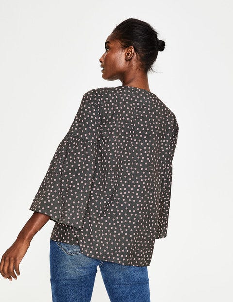 Boho Sleeve Top - Charcoal and Milkshake Spot Boho Sleeve Top - Charcoal and Milkshake Spot