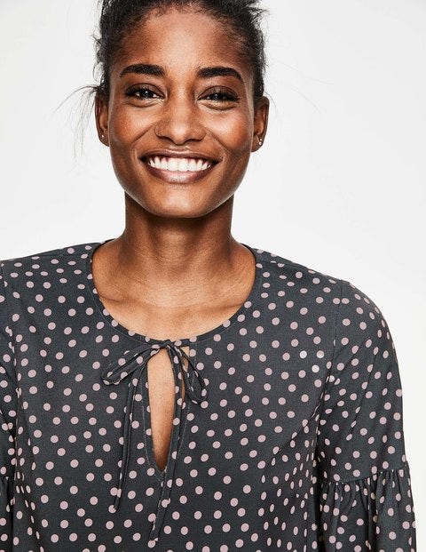 Boho Sleeve Top - Charcoal and Milkshake Spot Boho Sleeve Top - Charcoal and Milkshake Spot