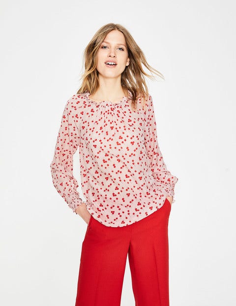 Sadie Silk Top - Milkshake, Blossom Small Sadie Silk Top - Milkshake, Blossom Small